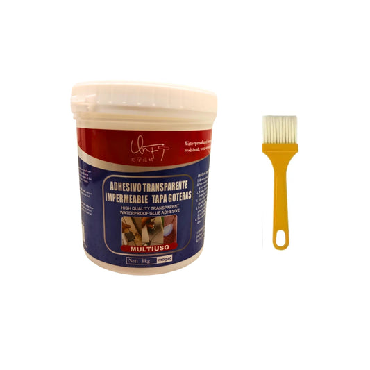 Sellador Adhesivo Transparente Impermeable 1 kg + Brocha Azul