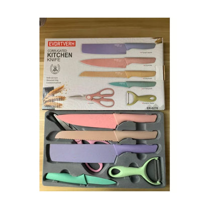 Set De Cuchillos Cocina 6 Piezas Acero Inoxidable Hogar Multicolor