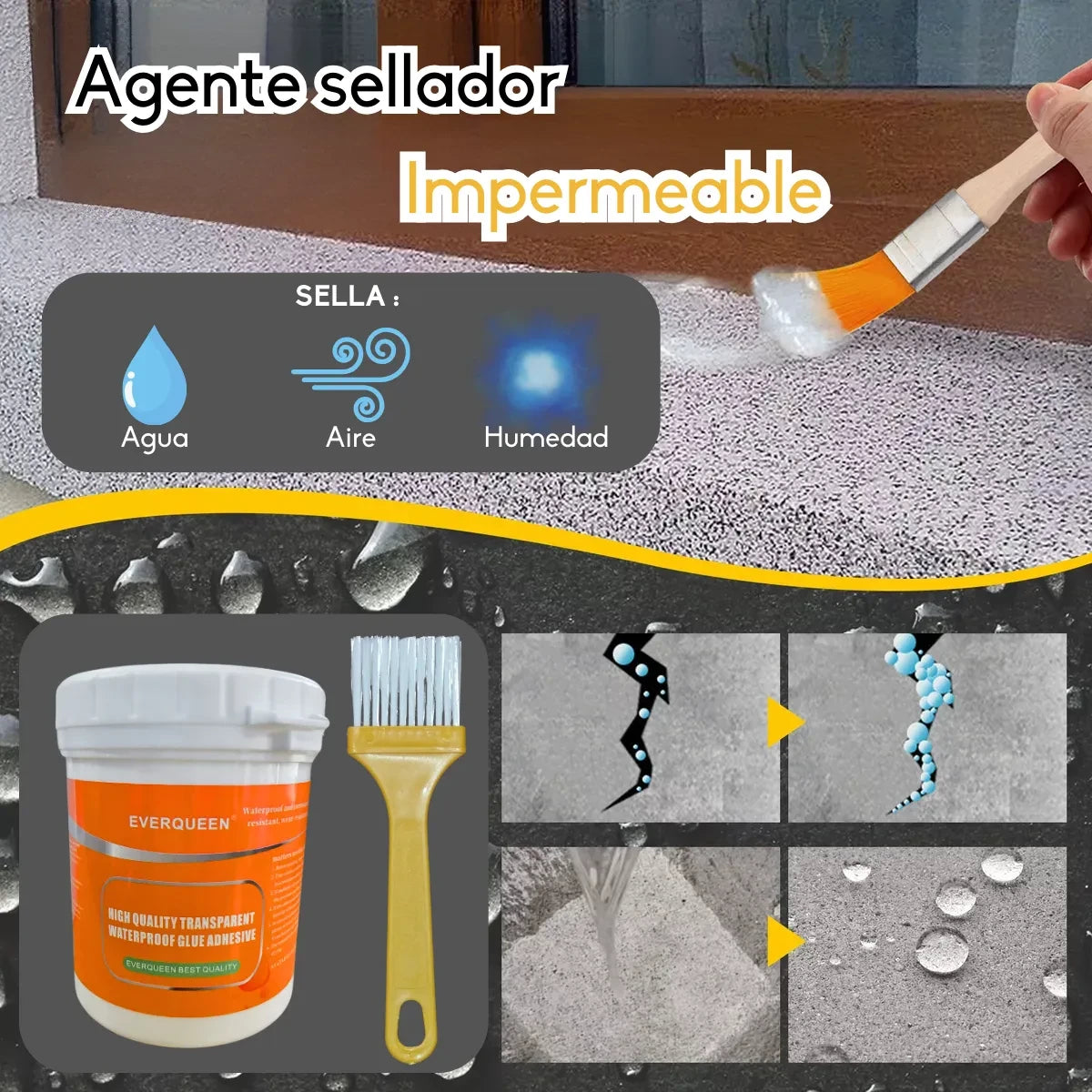 Sellador Tapagotera Impermeable Líquido 300g Techo Fugas Transparente