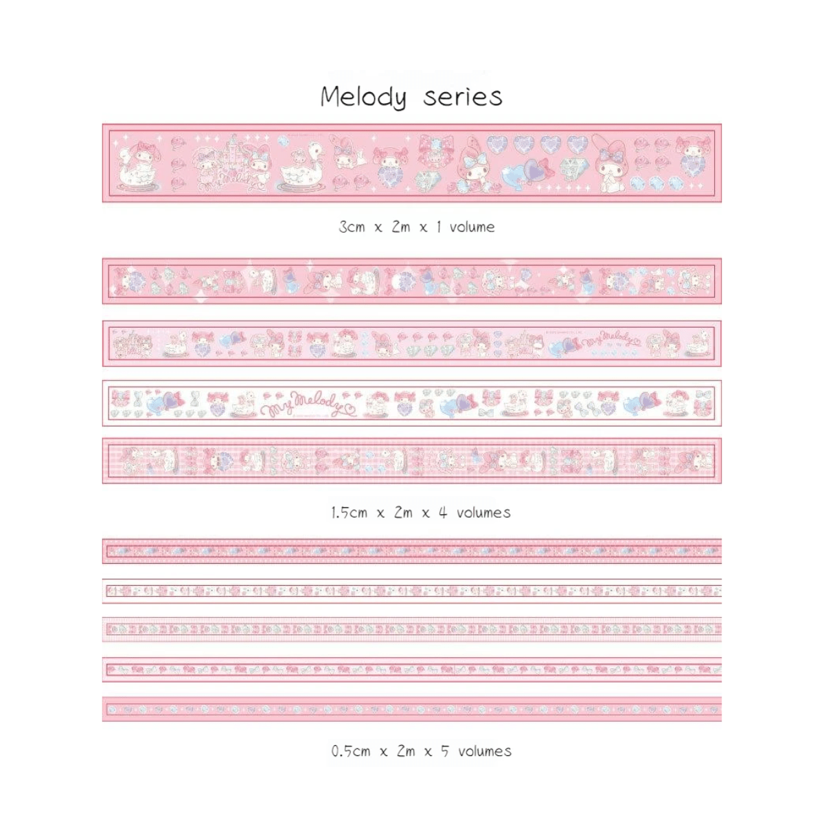 Washi Tape My Melody 10 Stickers Cinta Adhesiva Sanrio Kawaii