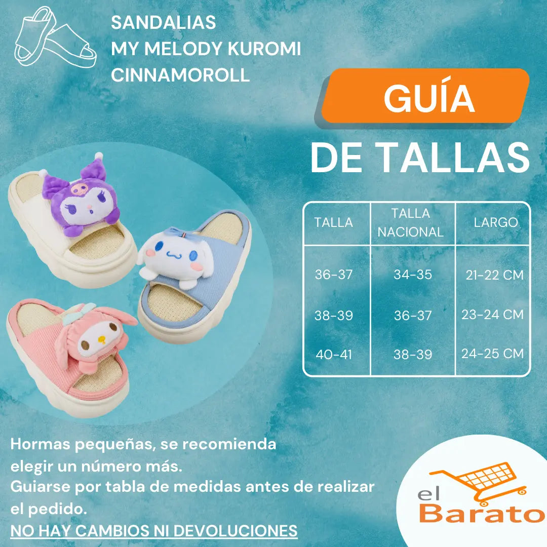 Sandalias Kawaii Pantuflas Cinnamoroll Sanrio Calzado Mujer