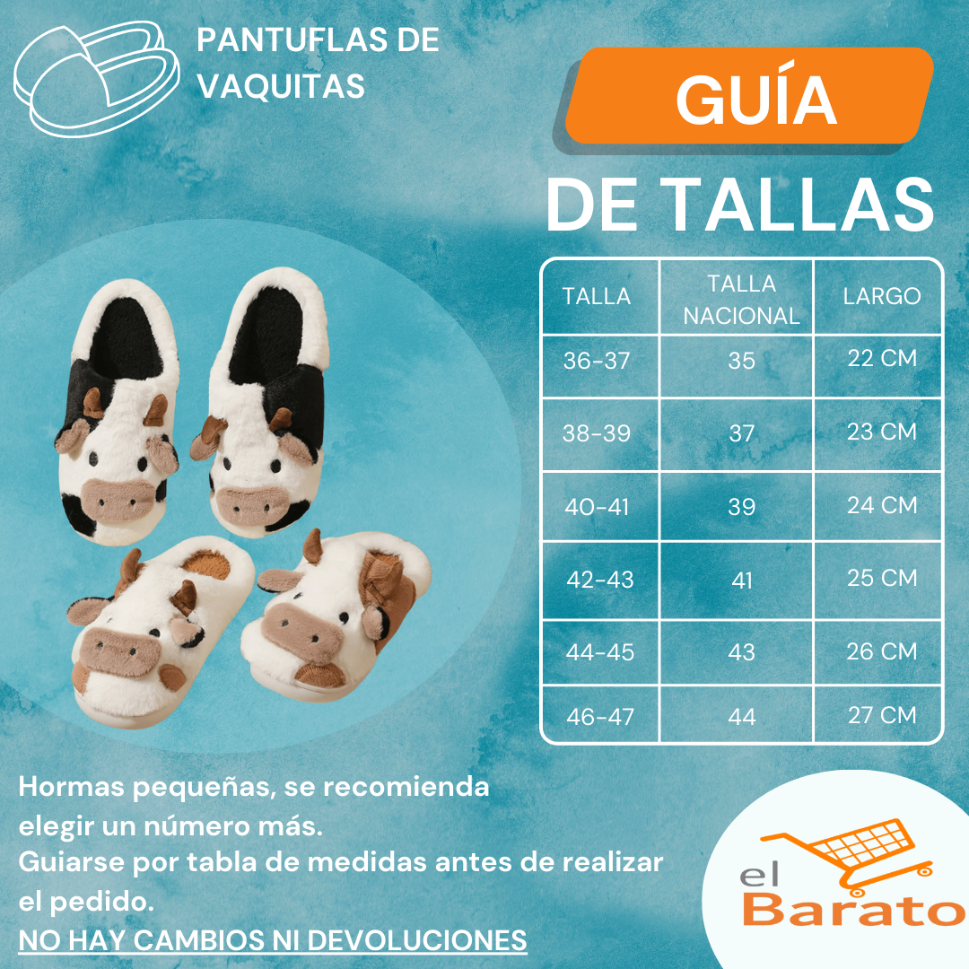 Pantuflas Vaquita Calzado Kawaii Comodas Y Calentitas