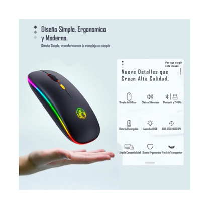 Mouse Imice E-1300 RGB Bluetooth Inalámbrico Recargable Gamer