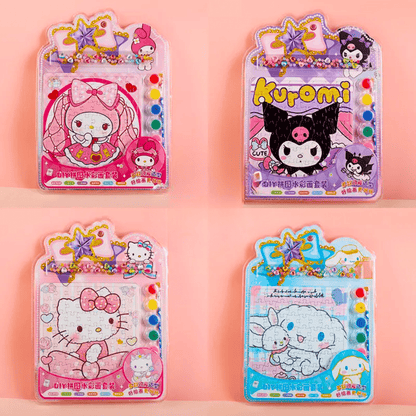 Set Rompecabezas Acuarela Stickers Hello Kitty Kuromi Sanrio