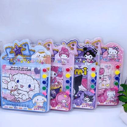 Set Rompecabezas Acuarela Stickers Hello Kitty Kuromi Sanrio