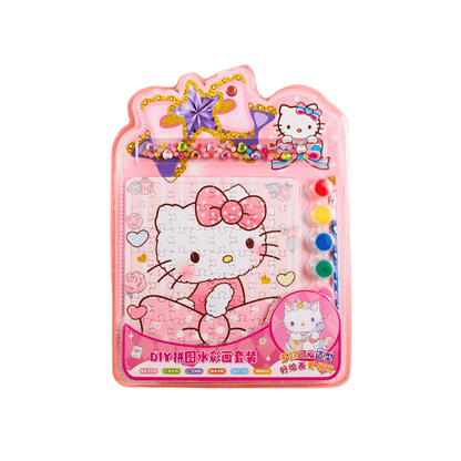 Set Rompecabezas Acuarela Stickers Hello Kitty Kuromi Sanrio