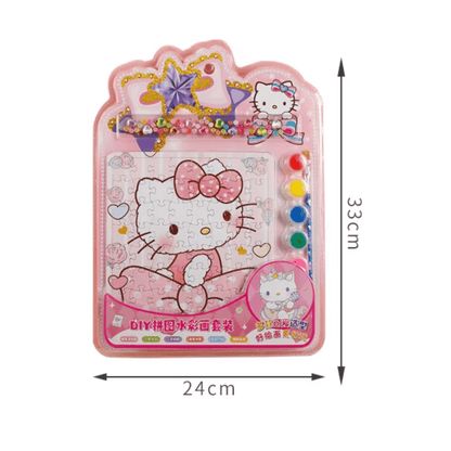 Set Rompecabezas Acuarela Stickers Hello Kitty Kuromi Sanrio