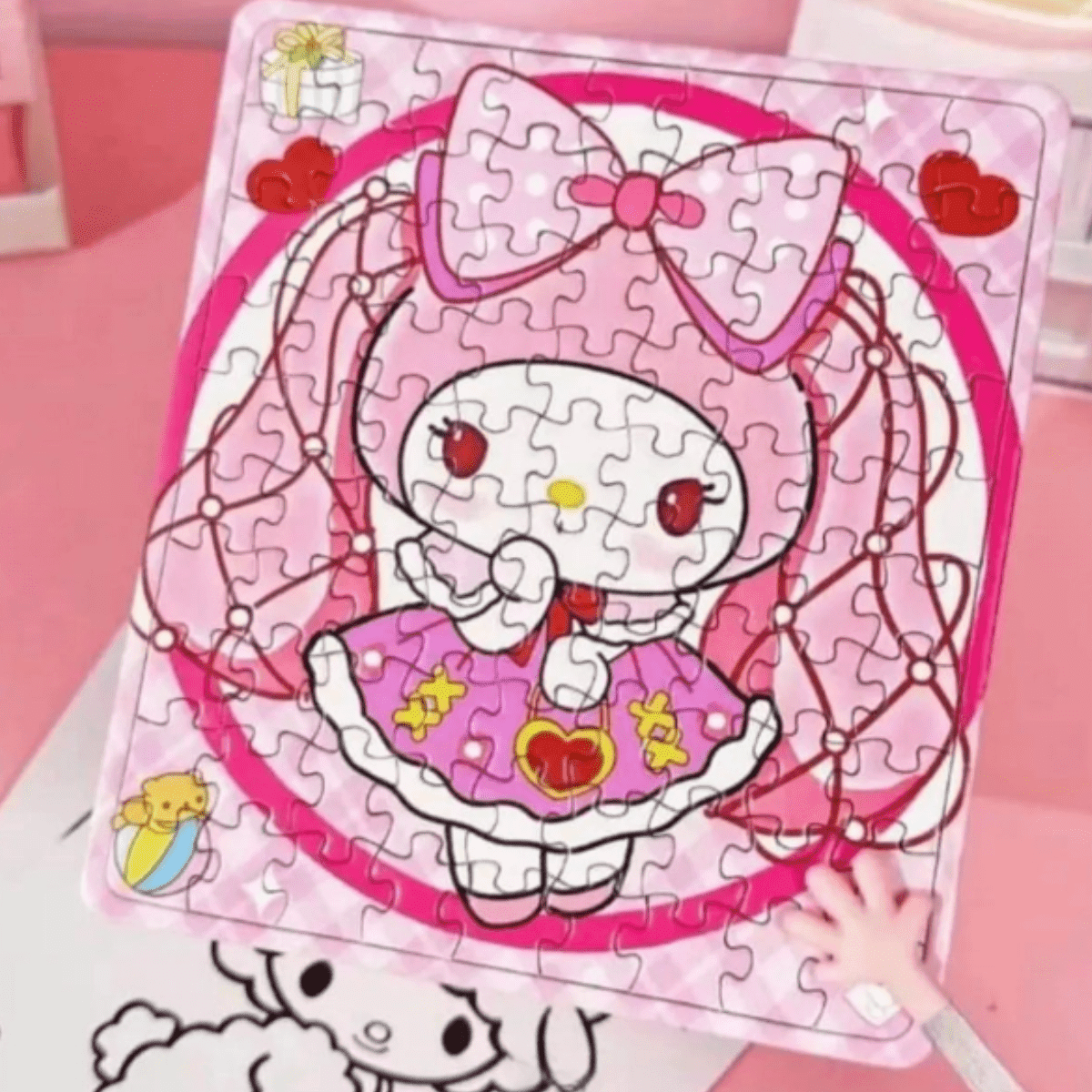 Set Rompecabezas Acuarela Stickers Hello Kitty Kuromi Sanrio