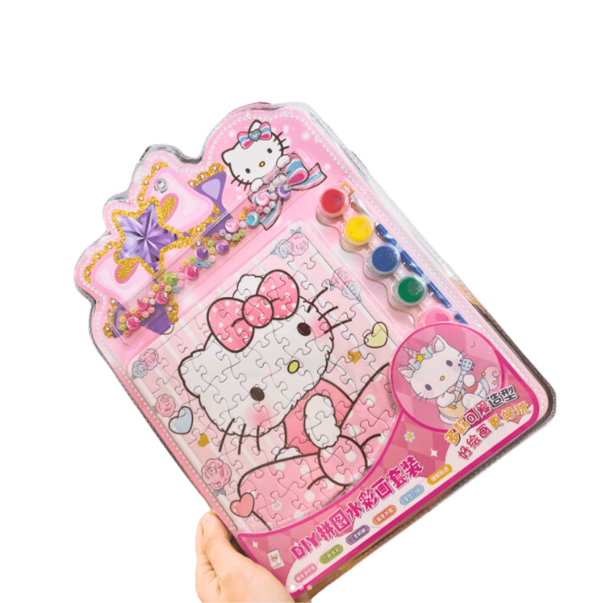 Set Rompecabezas Acuarela Stickers Hello Kitty Kuromi Sanrio